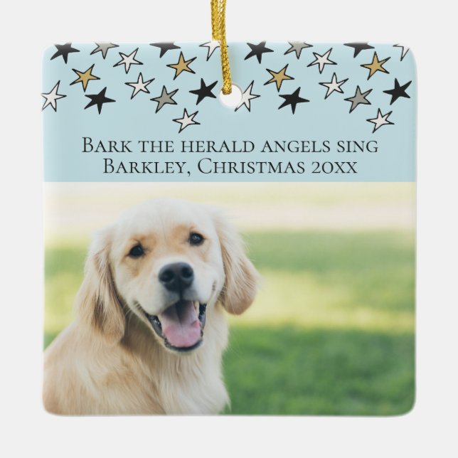Weihnachtsbauch The Herald Angels Sing Dog Thema Keramikornament (Vorderseite)