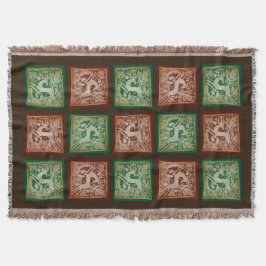 Weihnachtsbauer Lace Patchwork Red Green Brown Decke