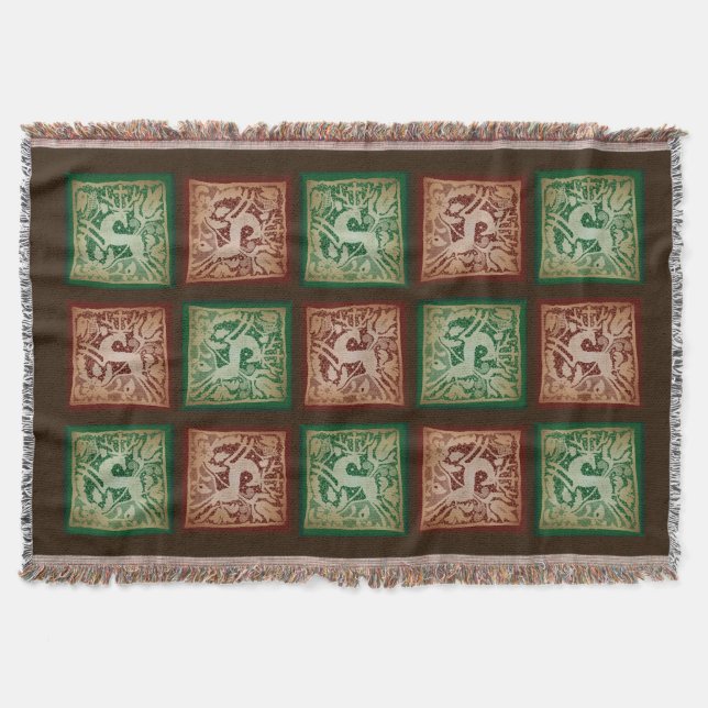 Weihnachtsbauer Lace Patchwork Red Green Brown Decke (Vorderseite)