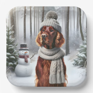 Weihnachtsbauer mit Snowman Pappteller