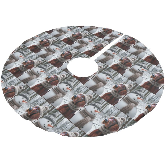 Weihnachtsbauer mit Snowman Polyester Weihnachtsbaumdecke (Schrägansicht)