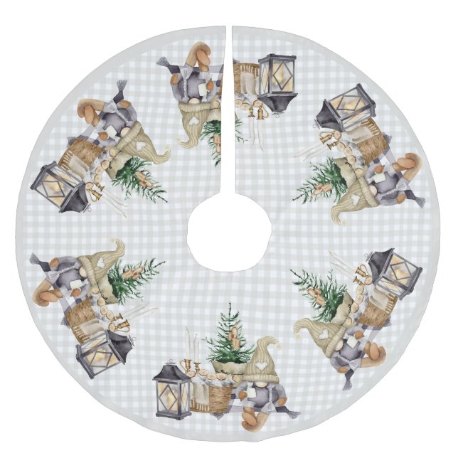 Weihnachtsbauernhof BOHO Gnomes Polyester Weihnachtsbaumdecke (Vorderseite)