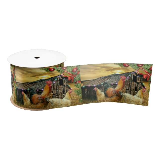 Weihnachtsbauernhof Hen Barn Coop Satinband (Spule)