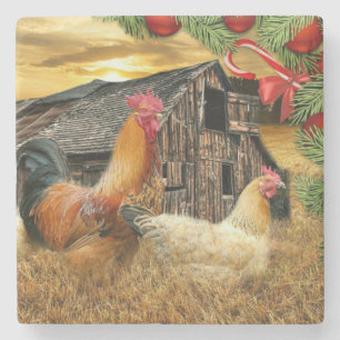 Weihnachtsbauernhof Hen Barn Coop Steinuntersetzer
