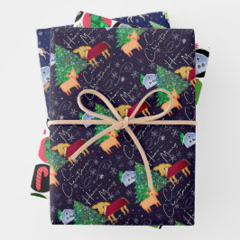 Weihnachtsbauernhof, Weihnachten, Pferde, Schweine Geschenkpapier Set