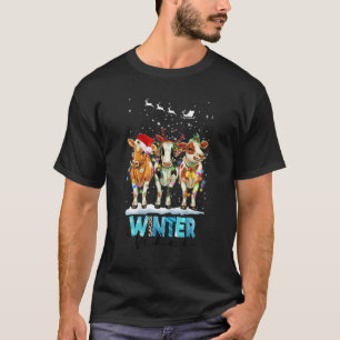 Weihnachtsbauernhoftiere Kühe Santa Hut Familie Py T-Shirt