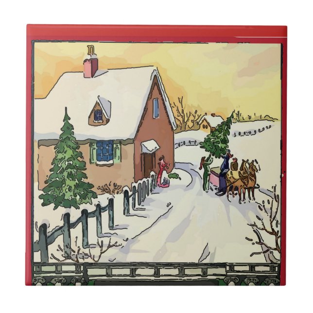 Weihnachtsbauernschnee Tiles Fliese (Vorderseite)
