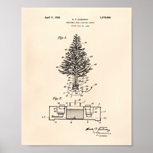 Weihnachtsbaum 1925 Patent Art Old Peper Poster (Vorne)