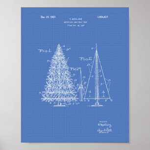 Weihnachtsbaum 1927 Patentart Blueprint Poster