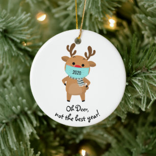 Weihnachtsbaum 2020 Oh Hirsch kein gutes Jahr Keramik Ornament