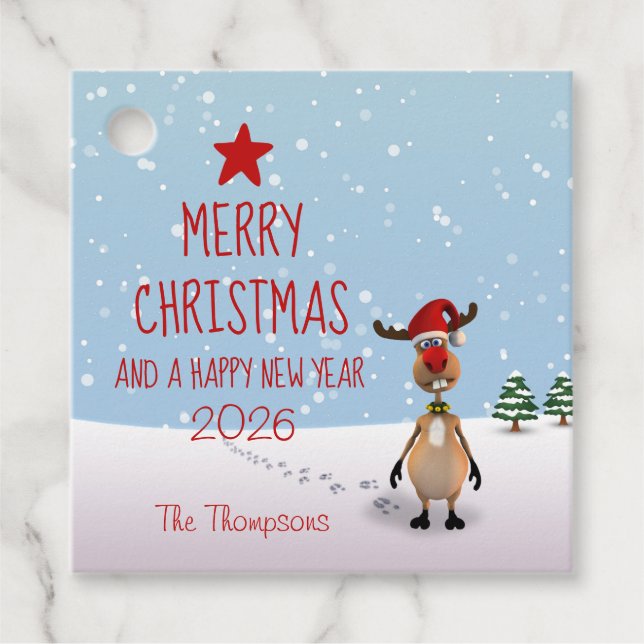 Weihnachtsbaum 2022 von Funny Rentier Geschenkanhänger (Vorderseite)