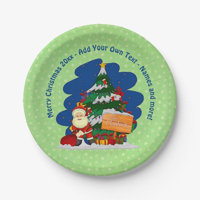 Weihnachtsbaum 20xx Text 7" hinzufügen Pappteller (Vorderseite)