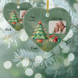 Weihnachtsbaum 2 Fotos Keramik Ornament