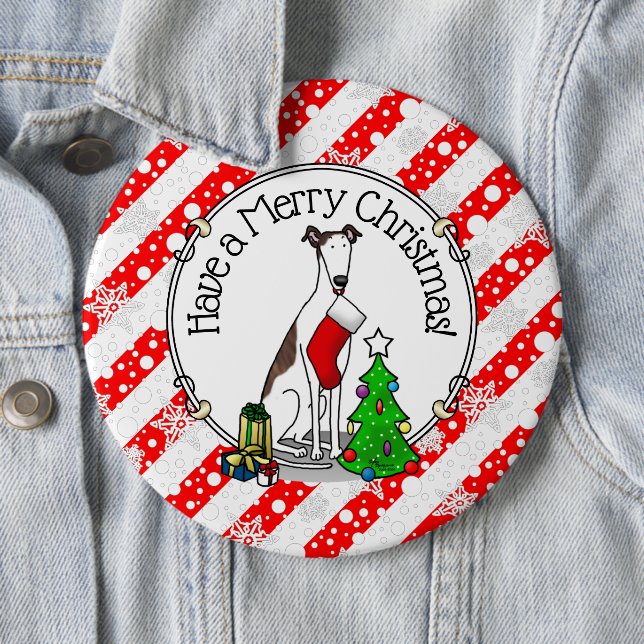 Weihnachtsbaum 2 Grauhund (gebürstlich weiß) Dog F Button (Beispiel)