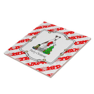 Weihnachtsbaum 2 Grauhund (gebürstlich weiß) Dog F Fliese