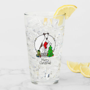 Weihnachtsbaum 2 Grauhund (gebürstlich weiß) Dog F Glas