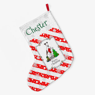 Weihnachtsbaum 2 Grauhund (gebürstlich weiß) Dog F Großer Weihnachtsstrumpf