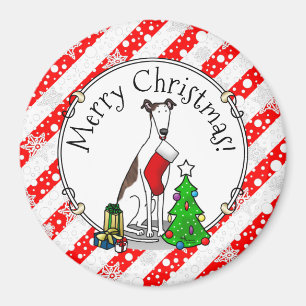 Weihnachtsbaum 2 Grauhund (gebürstlich weiß) Dog F Magnet
