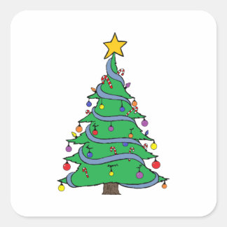 Weihnachtsbaum 34 quadratischer aufkleber