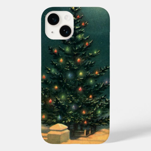 Weihnachtsbaum am Abend mit Lichtern Case-Mate iPhone 14 Hülle (Rückseite)