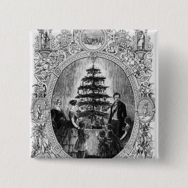 Weihnachtsbaum an Windsor Schloss, 1848 Button (Vorderseite)
