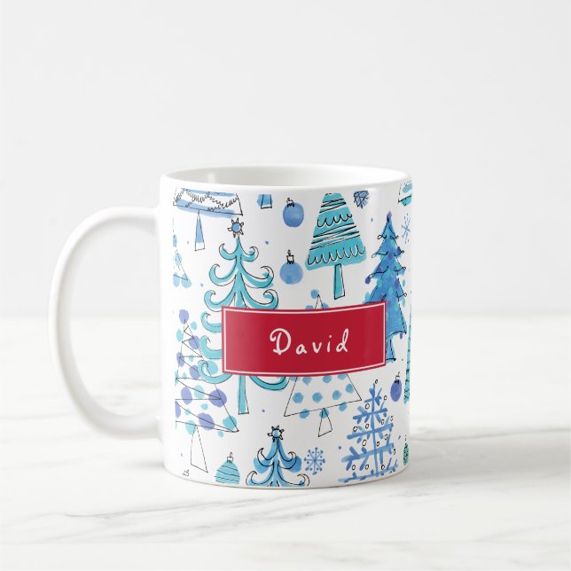 Weihnachtsbaum Aquamarin Blue Green Individuelle N Kaffeetasse (Links)