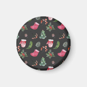 Weihnachtsbaum: Aquarellfarbenes nahtloses Muster Magnet