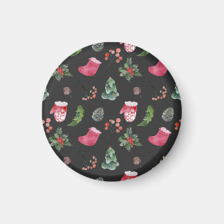 Weihnachtsbaum: Aquarellfarbenes nahtloses Muster Magnet