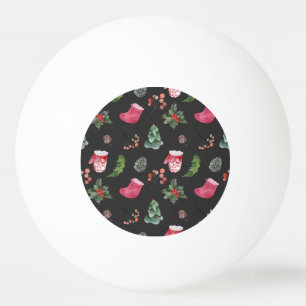 Weihnachtsbaum: Aquarellfarbenes nahtloses Muster Tischtennisball