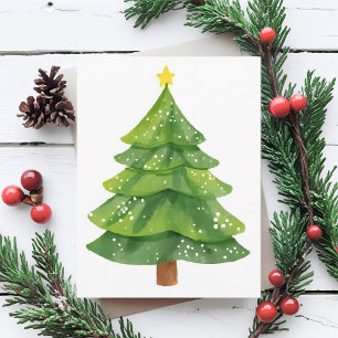 Weihnachtsbaum-Aquarellmalerei Feiertag Feiertagspostkarte