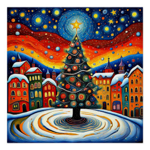 Weihnachtsbaum auf dem Platz 3 Poster