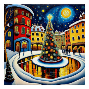 Weihnachtsbaum auf dem Platz 5 Poster