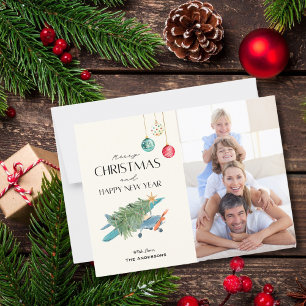 Weihnachtsbaum auf Flugzeug Familienfoto Postkarte