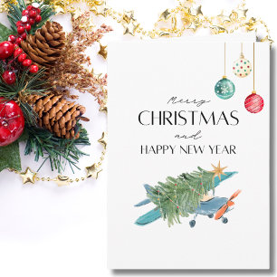 Weihnachtsbaum auf Flugzeug & Foto Funny Karte