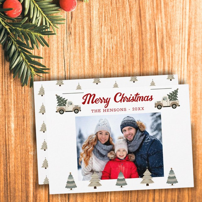 Weihnachtsbaum auf LKW-Foto Feiertagskarte (Von Creator hochgeladen)