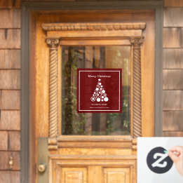 Weihnachtsbaum auf Maroon Red Fensteraufkleber