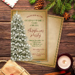 Weihnachtsbaum auf Pergament Vintages Party Einladung<br><div class="desc">Dieses elegante Design besticht durch einen schneebedeckten Weihnachtsbaum mit weißer Beleuchtung auf einem Imitat aus Kraftpapier/Pergamentpapier. Klicken Sie auf die Schaltfläche Anpassen, um den Text und die Grafik flexibler zu gestalten! Variationen dieses Designs sowie der Koordinationsprodukte sind in unserem Shop, zazzle.com/store/doodlelulu, erhältlich. Kontaktieren Sie uns, wenn Sie dieses Design für...</div>
