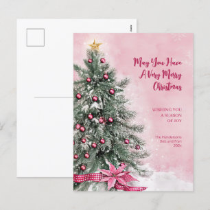 Weihnachtsbaum auf rosa Postkarte