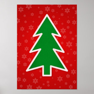 Weihnachtsbaum auf rotem Hintergrund Poster