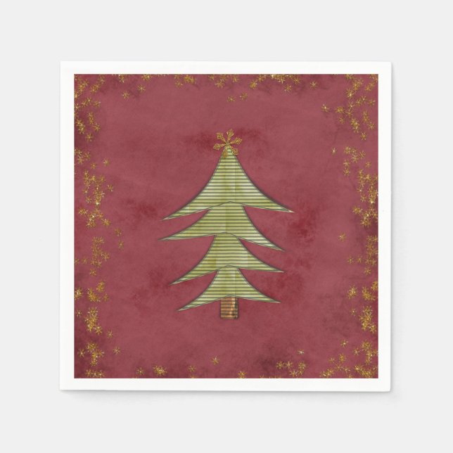 Weihnachtsbaum auf rotem Hintergrund Serviette (Vorderseite)