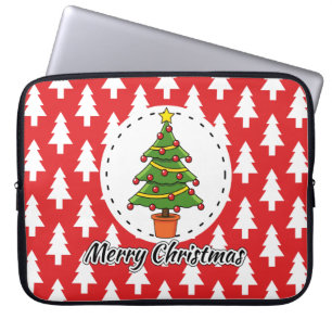 Weihnachtsbaum auf roten Pines Muster - Fröhliche Laptopschutzhülle