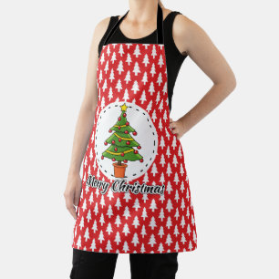 Weihnachtsbaum auf roten Pines Muster - Fröhliche  Schürze