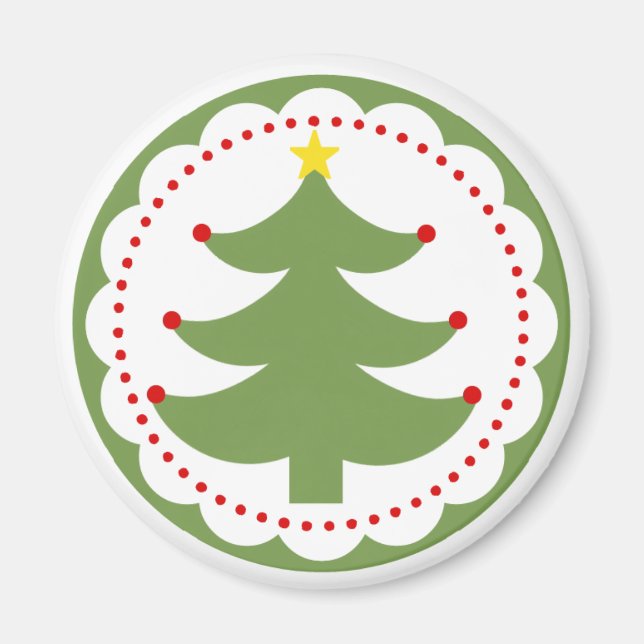 Weihnachtsbaum auf Rundmagneten Magnet (Vorne)