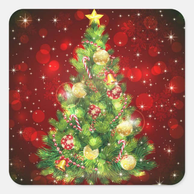 Weihnachtsbaum-Aufkleber Quadratischer Aufkleber (Vorderseite)