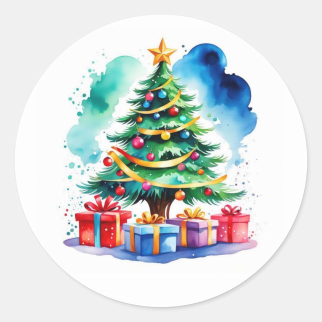 Weihnachtsbaum-Aufkleber Runder Aufkleber (Vorderseite)