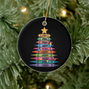 Weihnachtsbaum aus Buntstiften Lehrerleben Keramik Ornament