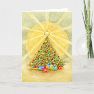 Weihnachtsbaum aus leicht geklappter Grußkarte Karte