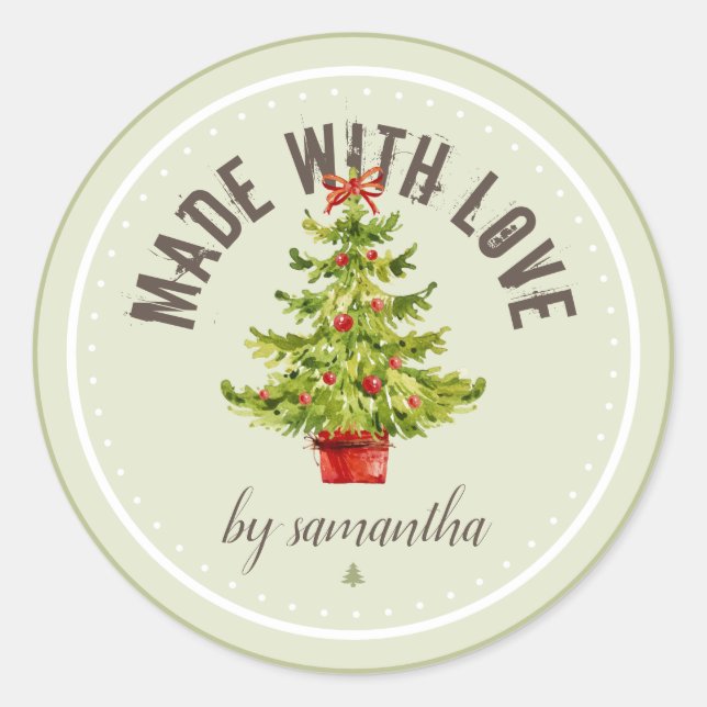 Weihnachtsbaum | Aus Liebe hergestellt | PERSONALI Runder Aufkleber (Vorderseite)
