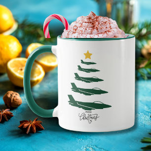 Weihnachtsbaum aus Militärflugzeugen WW2 Luftfahrt Tasse