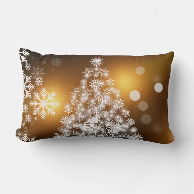 Weihnachtsbaum aus Schneeflocken Lendenkissen (Vorderseite)